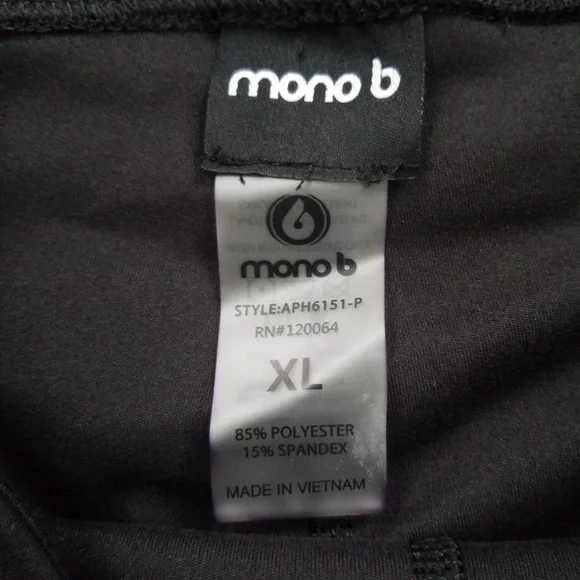 Mono B Women's Black Shredded‎ Knee Laser Cut High Waist Leggings Size XL NEW - Picture 13 of 15